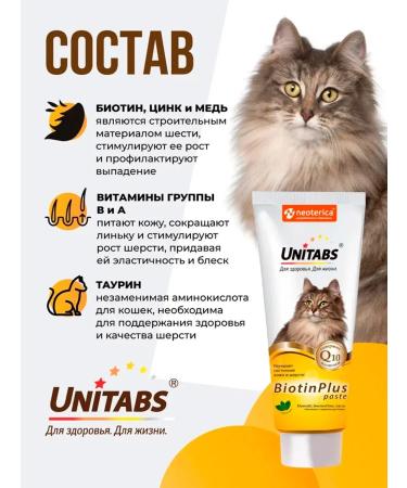 UNITABS Biotinplus paste for cats biotin Taurin 120 ml - Buy Online on GoSupps.com