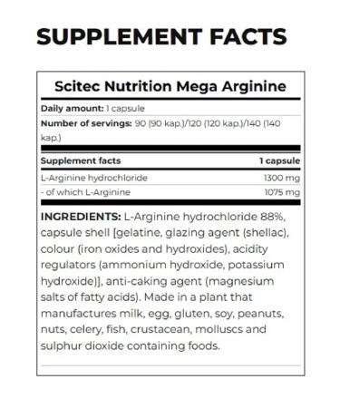 Scitec Nutrition Arginine capsules Mega Arginine 90 pcs - Buy Online on GoSupps.com