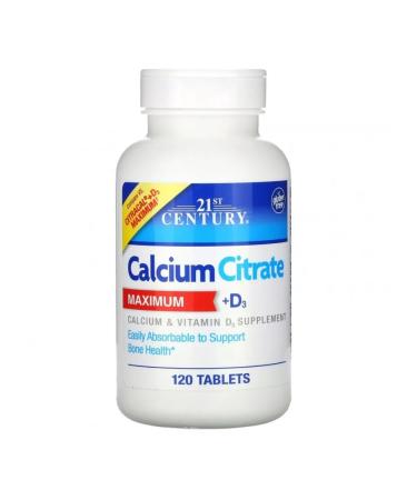 21st Century Calcium Citrate with vitamin D3 120 tablets - Buy Online on GoSupps.com