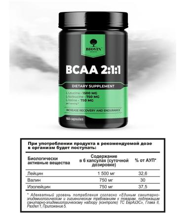BIOVIN BCAA capsules BCAA 2 1 1 amino acids 150 caps sport power - Buy Online on GoSupps.com