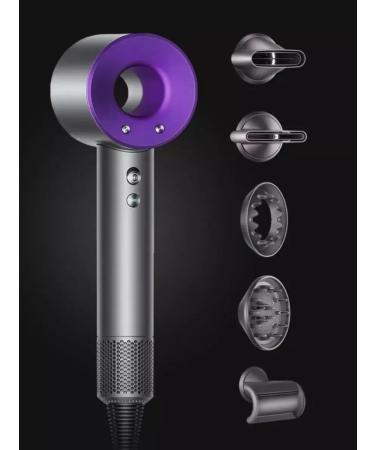 DRYER Super Hair Feng is gray purple (6 in 1) set with nozzles - Buy Online on GoSupps.com