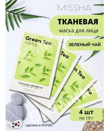 MISSHA Facial mask fabric soothing with green tea 4x19g