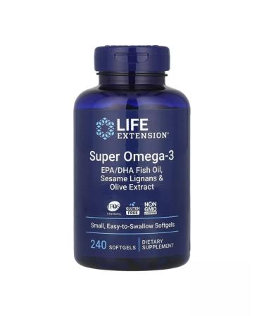 Life extension Omega-3 fish oil Super Omega-3 EPA DHA 240 capsules - Buy Online on GoSupps.com