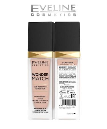 EVELINE Tonal Facial Base Wonder Match 25 Light Beige 30 ml - Buy Online on GoSupps.com