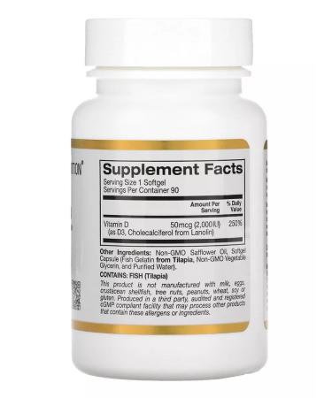 California Gold Nutrition Vitamin D3 2000MA Vitamin D3 2000IU - Buy Online on GoSupps.com