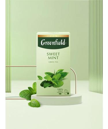 Greenfield Green tea Sweet Mint in bags 20 pcs - Buy Online on GoSupps.com