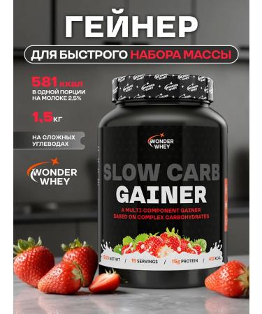 Wonder Whey Gainer for gaining mass Slow Carb Gainer 1500g strawberries