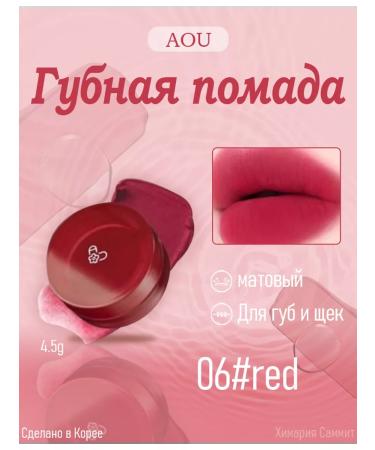 aou Matte light lipstick for lips and cheeks tone 06#Red Balm
