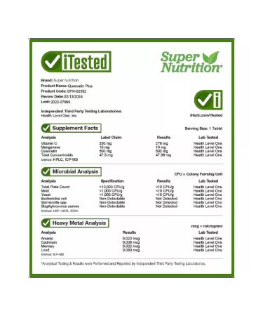 Super Nutrition Quercetin Plus 500 mg 100 tablets - Buy Online on GoSupps.com