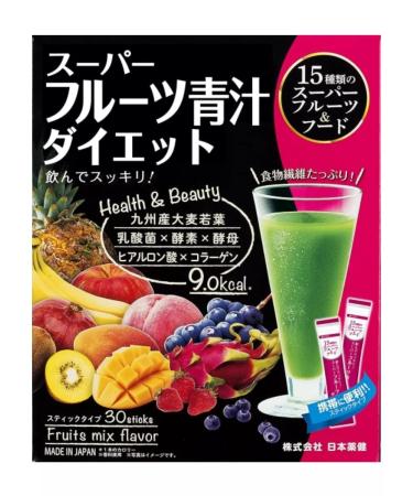 Nihon Yakken Green juice Super Fruts Aodziru + 15 fruits 3g x 30 sticks - Buy Online on GoSupps.com