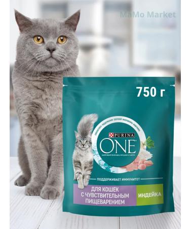 PURINA ONE Feed for cats 0.75 kg for digestion with turkey - Buy Online on GoSupps.com