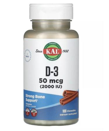 KAL Vitamin D-3 D-3 2000 IU Sugarless 50mkg term 07.2025 - Buy Online on GoSupps.com