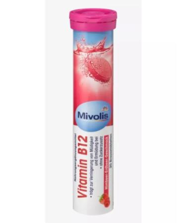 Mivolis Vitamin B12 in his sparkle form with the taste of raspberry clubs