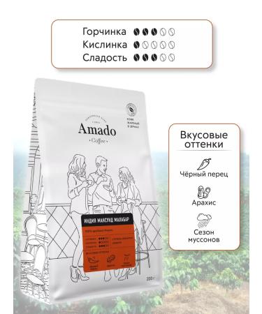 Amado Coffee in grains India Mansunda Malabar 200 gr - Buy Online on GoSupps.com