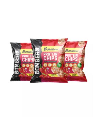 3pcs bombbar chips whole grain with taste sweet chili 50 g