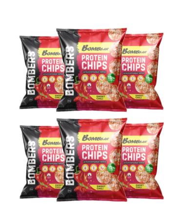 6pcs bombbar whole -grain chips with taste sweet chili 50 g