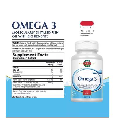 KAL Omega 3 1000 mg 60 caps - Buy Online on GoSupps.com