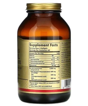 Solgar concentrate of fish oil omega 3 60 caps (1425 mg) - Buy Online on GoSupps.com