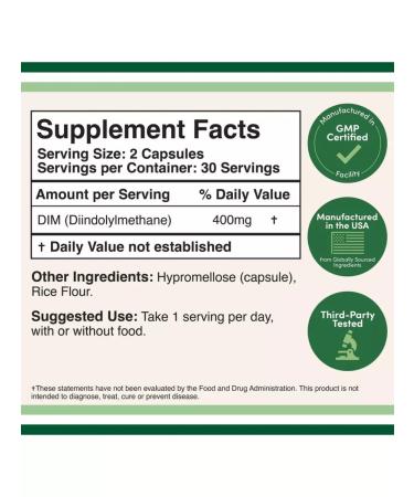 Double Wood Supplements DIM Diindolillemtan 400 mg 60 capsules - Buy Online on GoSupps.com