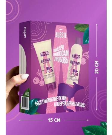 Aussie Shampoo and hair balm recovery 300+200ml - Buy Online on GoSupps.com