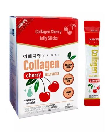 SINGI Collagen Cherry Jelly collagen jelly and vitamin C Cherry 30pcs - Buy Online on GoSupps.com