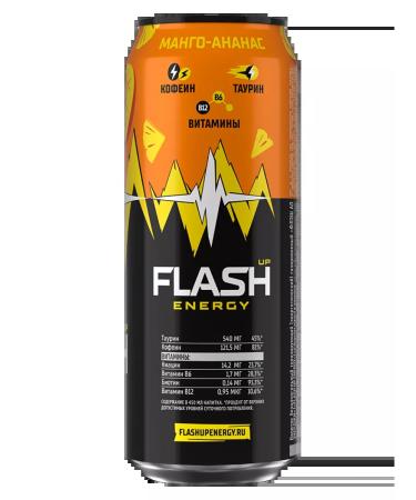 Flash Up Energy Mango-Ananas Energetik 12 cans x 0.45 liters - Buy Online on GoSupps.com