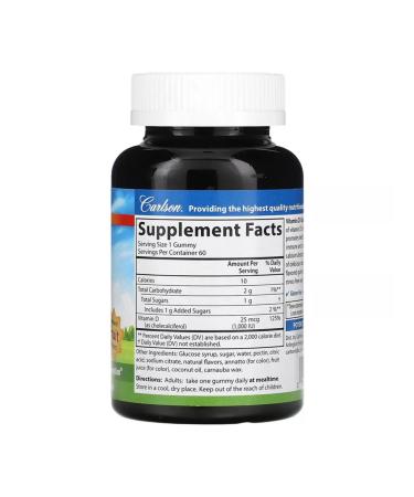 Carlson Vitamin D3 25 g (1000 IU) 60 chewing marmalade - Buy Online on GoSupps.com