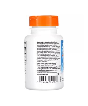 Doctor's Best Natto Serra 90 vegetarian capsules - Buy Online on GoSupps.com