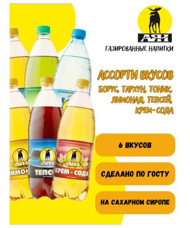 AYAN Assorted drinks of highly carbonated 1 liter 6 pieces