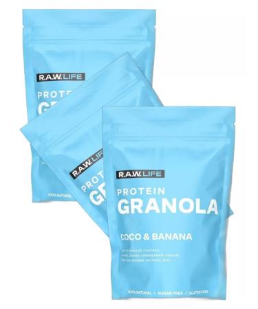 RAW LIFE Granola protein coconut-bandan 220g 3pcs