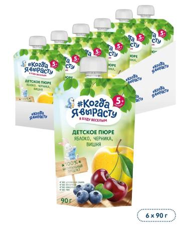 When I grow up Puree apple cherry blueberries 5 months 90g 6pcs