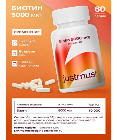 JUSTMUST BIOTIN 5000 mcg vitamins for hair growth from falling out - Buy Online on GoSupps.com
