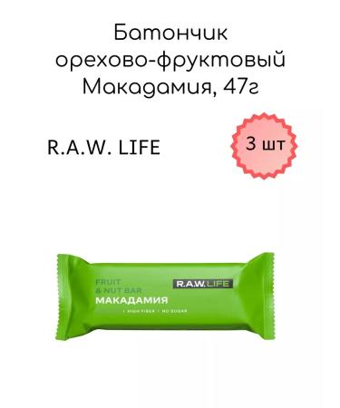 RAW Life Baton Orekhovo-fruit macadamia 47g 3pcs - Buy Online on GoSupps.com