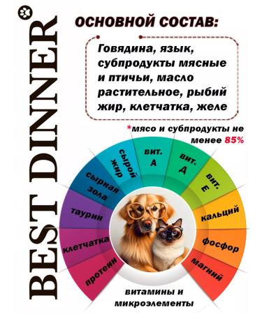 Best dinner Meat delicacies for dogs with beef and tongue 1CTX340 gr - Buy Online on GoSupps.com