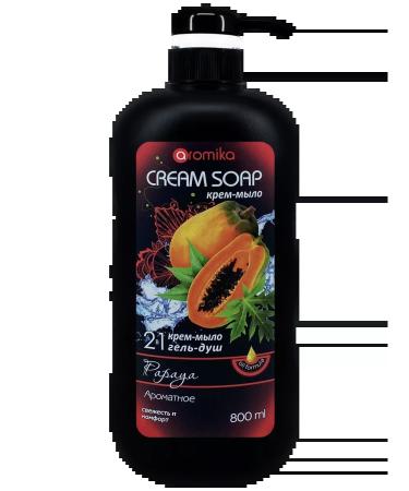 Aromika Kazakhstan Shower gel cream-soiled 2V1 Papaya 800ml - Buy Online on GoSupps.com