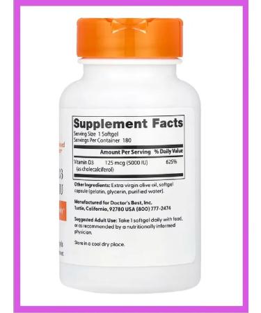 Doctor's Best Vitamin D3 Vitamin D3 5000 units (Me) - Buy Online on GoSupps.com