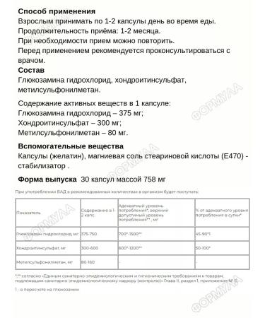 BIOFORTE Glucosamine chondroitin MSM 30 kaps 375 mg+300 mg+80 mg*2UP - Buy Online on GoSupps.com