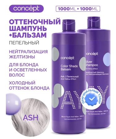 Concept Set of tint shampoo and balm neutralizer of yellowness