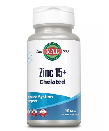 KAL ZINC 15+ Chelated 100 Tablets (chelat zinc with minerals)