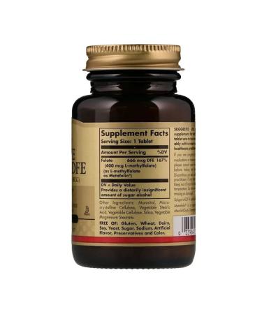 SOLGAR Folat 400 g metapolin 100 pcs tablet weighing 250 mg - Buy Online on GoSupps.com