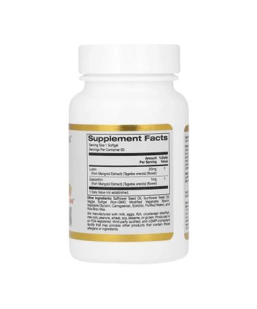 California Gold Nutrition Luthein with Zeaksantin 20 mg 60 plant capsules - Buy Online on GoSupps.com