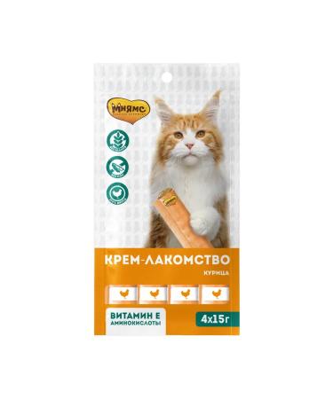 Mnyams Cream-stall for cats with chicken 4x15g - Buy Online on GoSupps.com