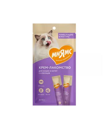 Mnyams Cream-stall for cats with tuna Katsuo and Maguro 4x15g
