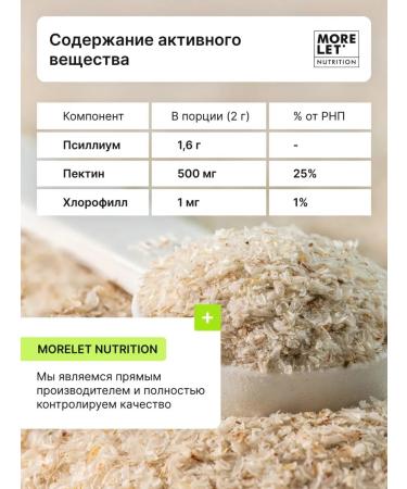 MORELET Psyllium husk of plantain with pectin and chlorophyll - Buy Online on GoSupps.com