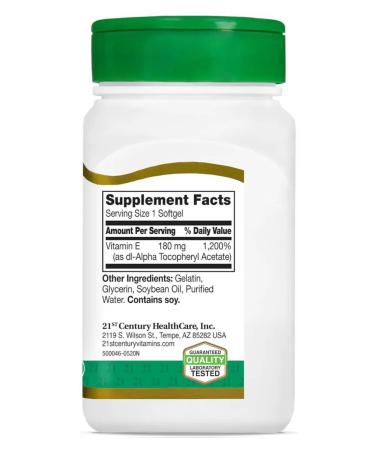 21st Century Vitamin E 400 IU 110 Softgels (vitamin E 400 IU) - Buy Online on GoSupps.com