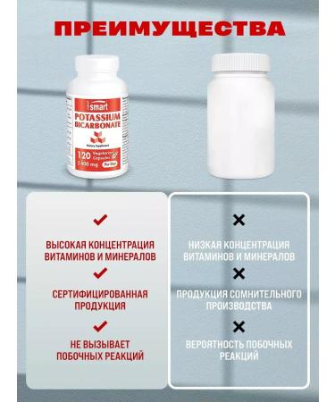 Super Smart Vitamins potassium bicarbonate120 capsules - Buy Online on GoSupps.com