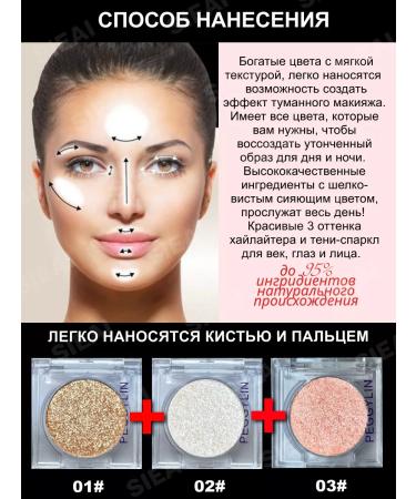 SIEAI Set 3 pcs. highlighter (shadow-scraps) for the face and eye - Buy Online on GoSupps.com