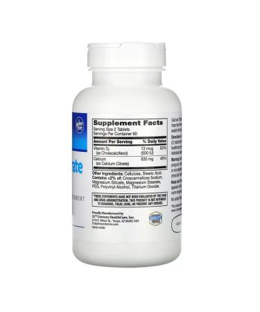 21st Century Calcium citrate and vitamin D3 120 tablets - Buy Online on GoSupps.com