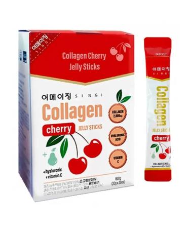 SINGI Collagen Cherry Jelly Sticks collagen jelly with cherry 30pcs - Buy Online on GoSupps.com