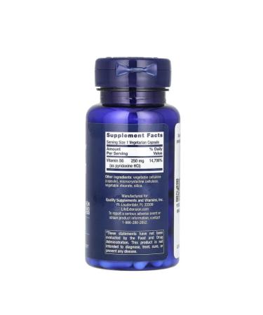 Life extension Vitamin B6 250 mg pyroodoxin 100 capsules - Buy Online on GoSupps.com